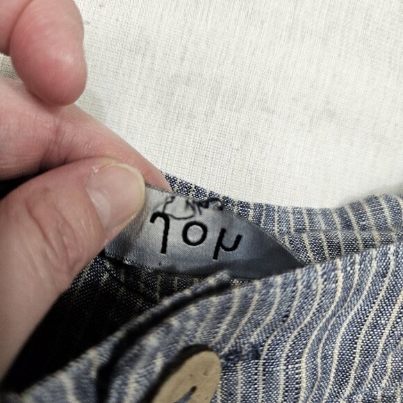 Joh‎ Blue & White Striped Linen High Waist Shorts With Belt & Button Details - Picture 11 of 12